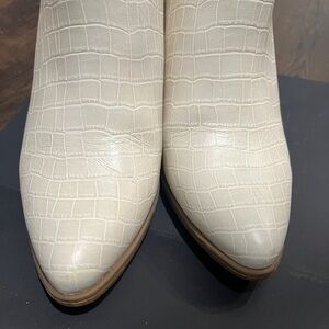 Michael Shannon white vegan leather ankle boots